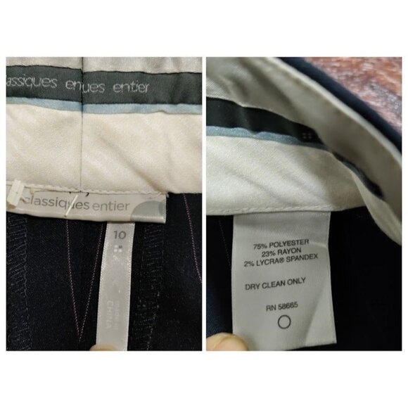 Classiques Entier Pinstripe Blazer And Wide Leg Pants Suit Set Women's 10 - Picture 11 of 16